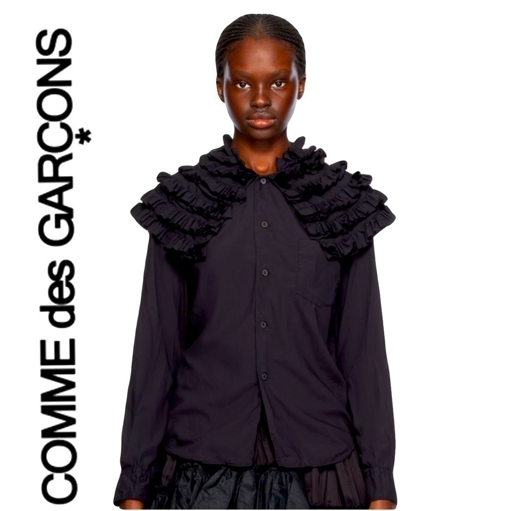 NWT COMME DES GARÇONS COMME DES GARÇONS  Black Ruffled Shirt SZ Med
